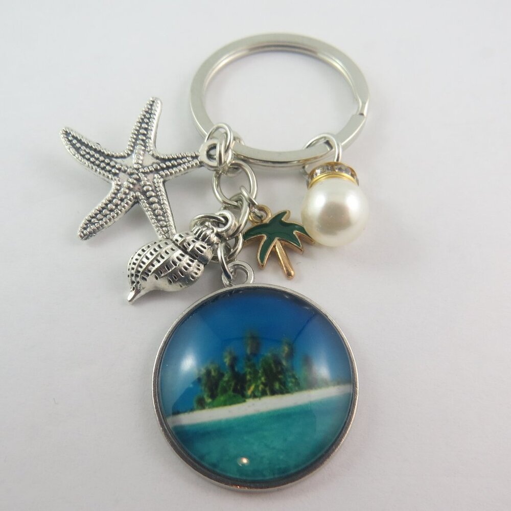 Beach Vacation Keychain Ocean Key Ring Starfish Seashell Keychain Tropical Beach